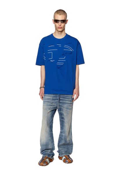 Blau Diesel T-Shirts Herren Preisnachlass T-Strapoval