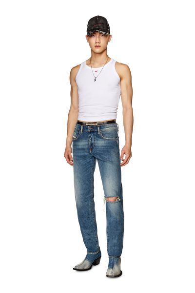 Mode Herren Slim Jeans 2019 D-Strukt 007M5 Diesel Dunkelblau Jeans